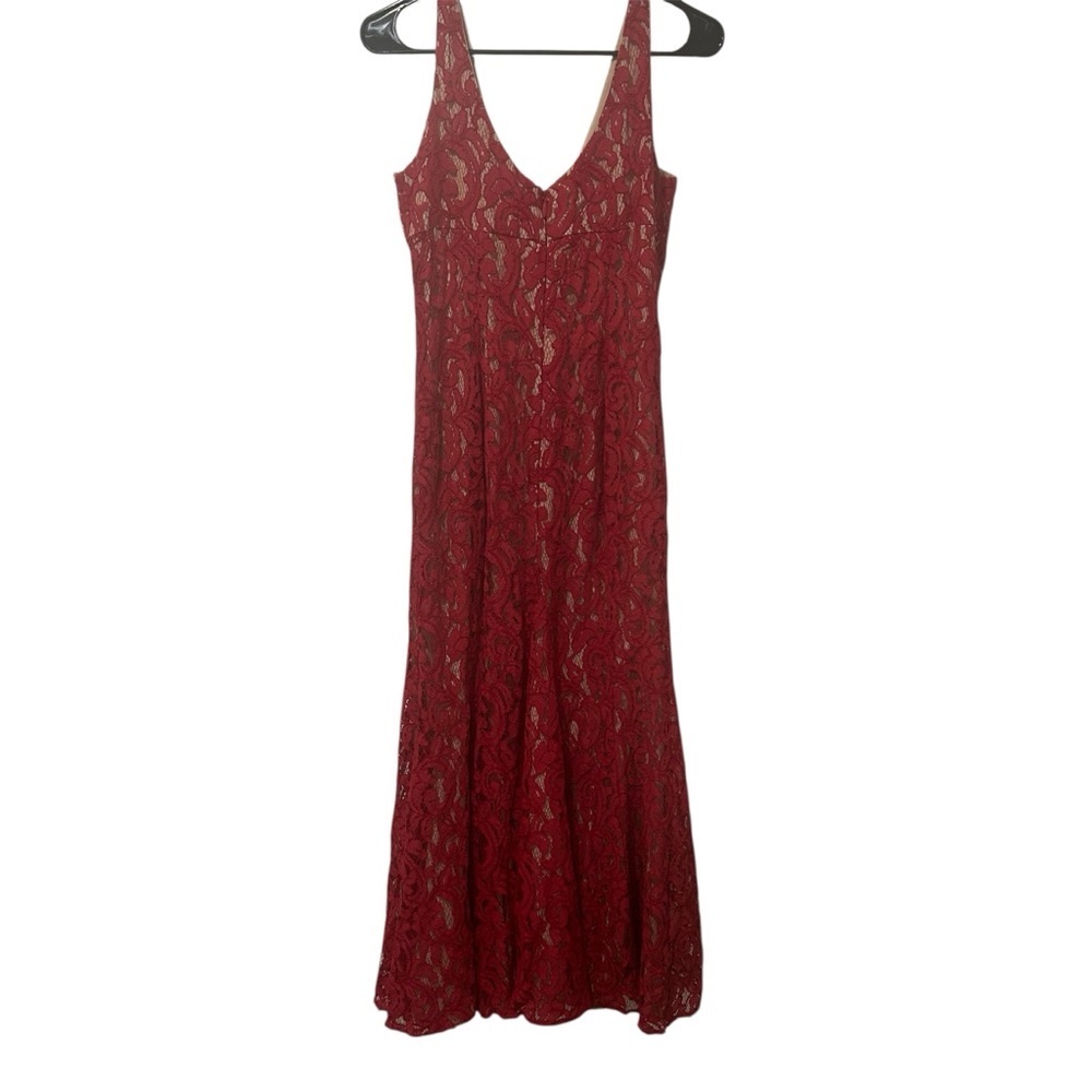 BCBGeneration Vibrant Red Lace Dress Long Dress Cream Size 8